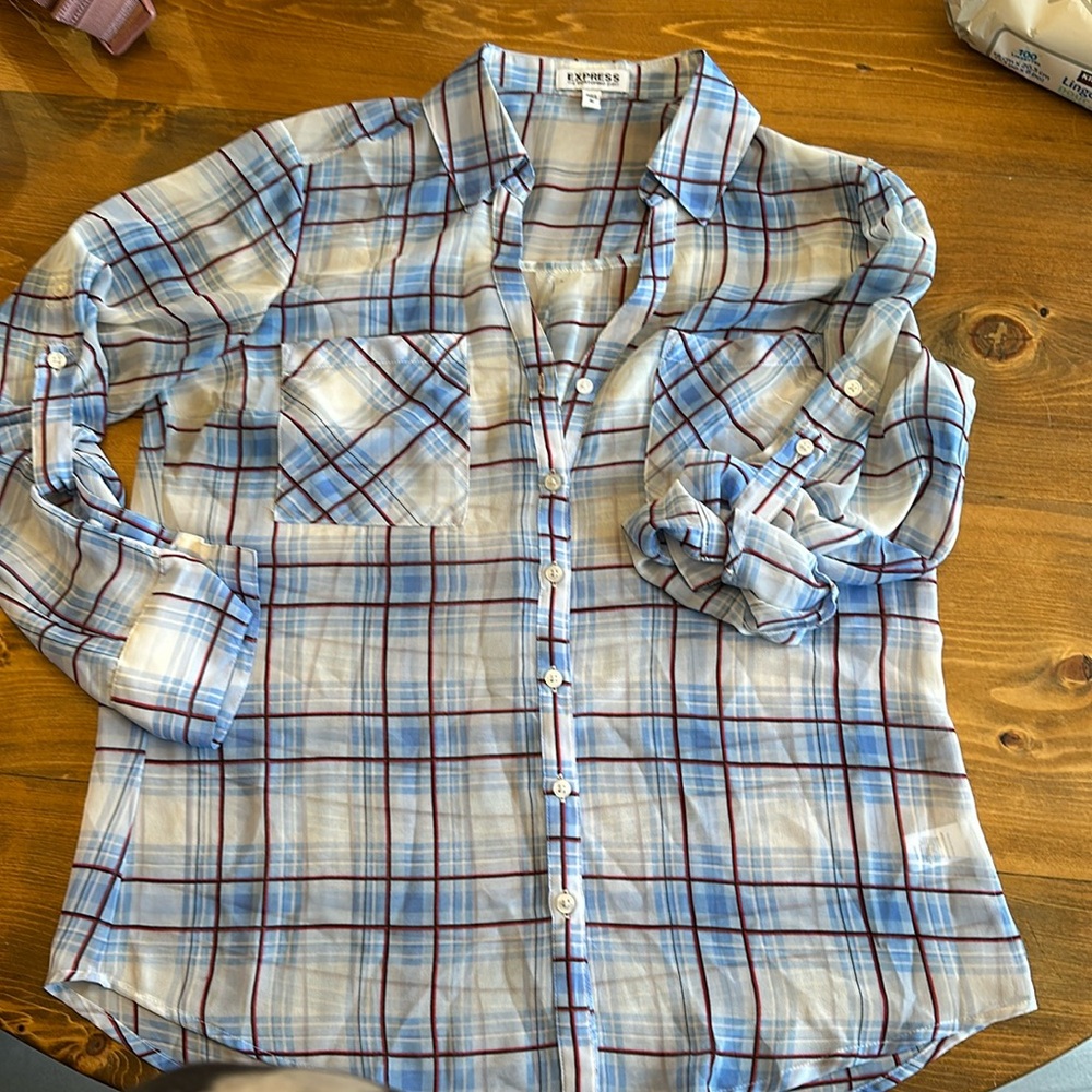Sheer plaid blouse